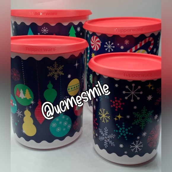 Tupperware Holiday Christmas One Touch Canister Set - Picture 3 of 6